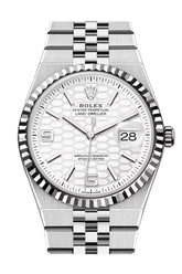 Rolex Land- Dweller 36 White Dial Fluted Bezel White Gold Watch 127234
